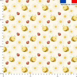 Abeille et coccinelle mignonne - Fond écru