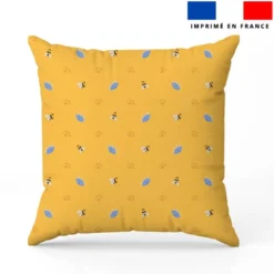 Abeille et fleur bleue - Fond jaune