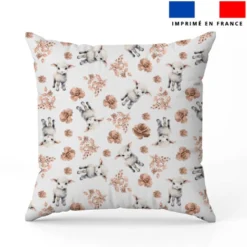 Agneau et rose aquarelle beige rosé - Fond blanc
