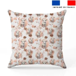Agneau fleurs et arrondis aquarelle beige rosé - Fond blanc