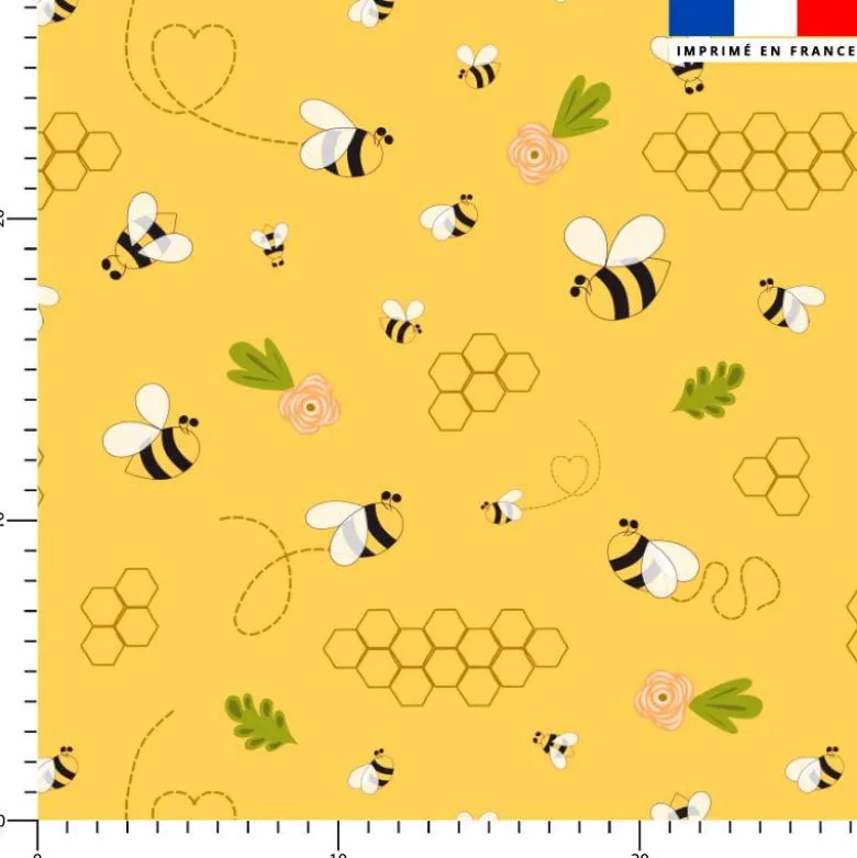 Alvéole d'abeille et fleur - Fond jaune