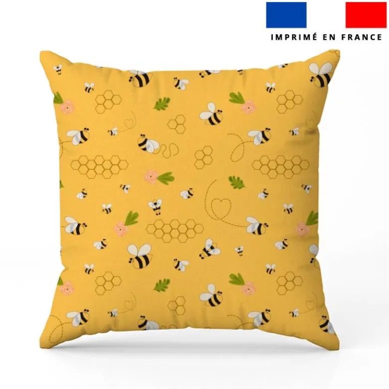 Alvéole d'abeille et fleur - Fond jaune