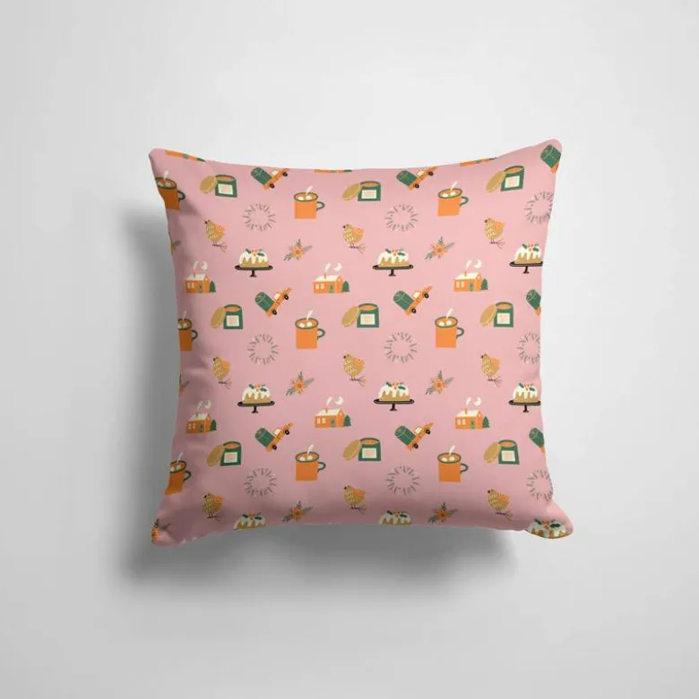 Ambiance Noel chaleureuse - Fond rose