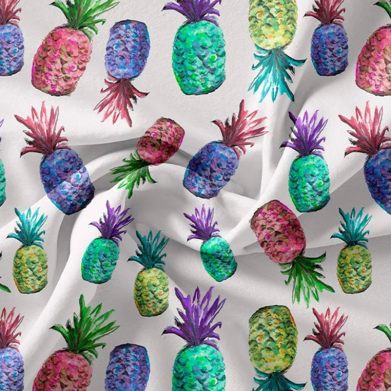 Ananas multicolore - Fond écru - Création Cat&Colours