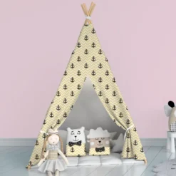 Ancre marine et chevrons - Fond beige