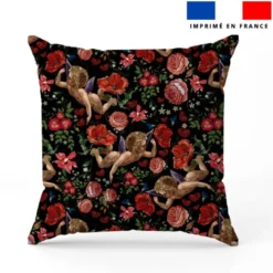 Ange et fleur effet brodé - Fond noir