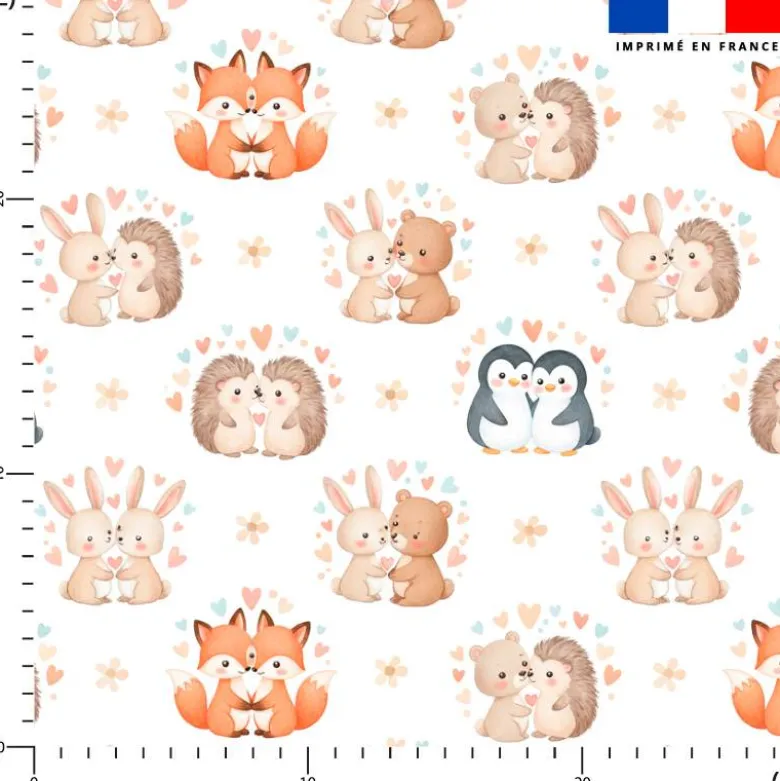 Animaux amoureux - Fond blanc