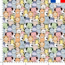 Animaux cartoon - Fond multicolore