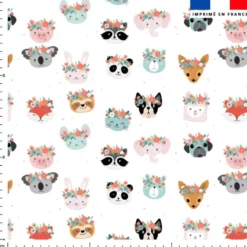 Animaux couronne de fleurs - Fond blanc