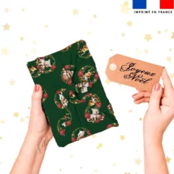 Animaux couronne de noel - Fond vert - Création Stillistic
