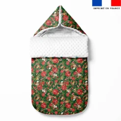 Animaux couronne et fleur de noel - Fond vert - Création Stillistic