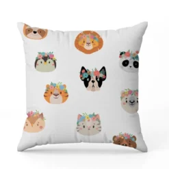 Animaux couronne fleurie - Fond blanc