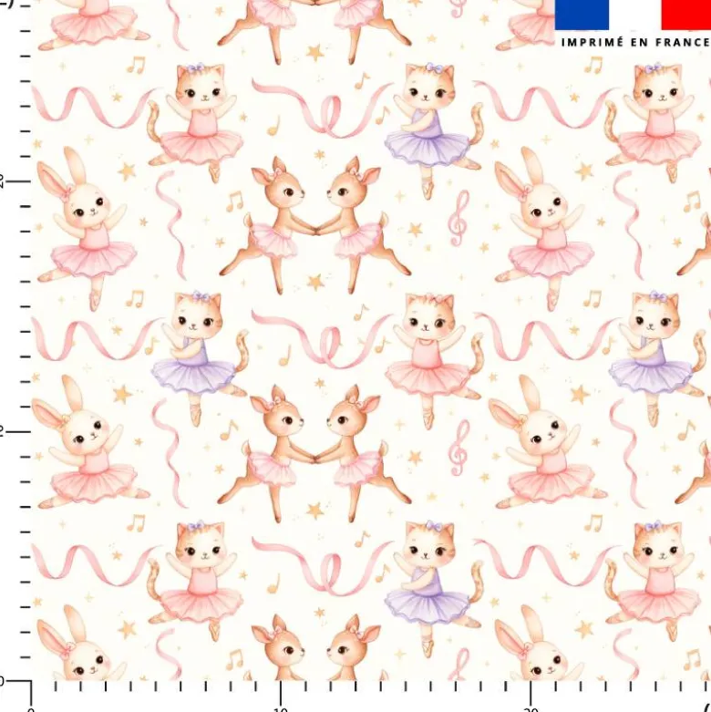 Animaux danseuses - Fond écru