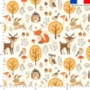Animaux d'automne - Fond écru