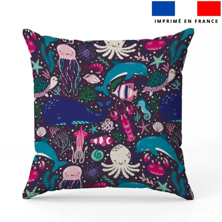 Animaux de la mer - Fond violet foncé