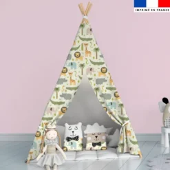 Animaux de la savane - Fond beige