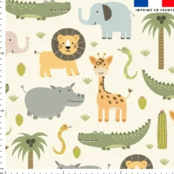 Animaux de la savane - Fond beige