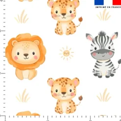 Animaux de la savane kawaii - Fond blanc