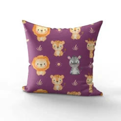 Animaux de la savane kawaii - Fond prune