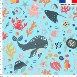 Animaux de l'océan - Fond bleu céleste