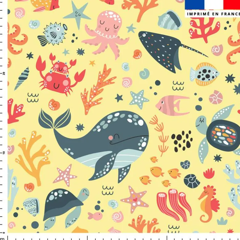 Animaux de l'océan - Fond jaune