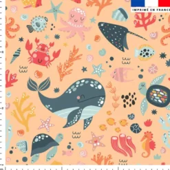 Animaux de l'océan - Fond orange