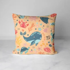Animaux de l'océan - Fond orange