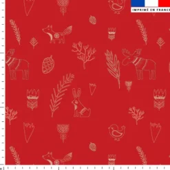 Animaux de Noel blanc - Fond rouge