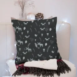 Animaux de Noel gris souris - Fond noir