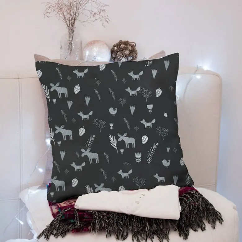 Animaux de Noel gris souris - Fond noir