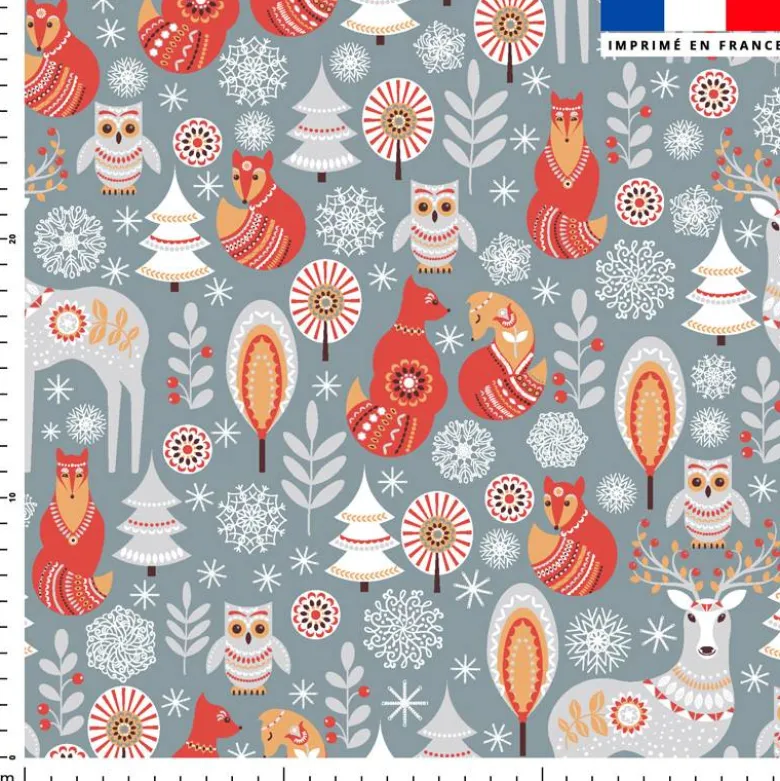 Animaux d'hiver - Fond gris