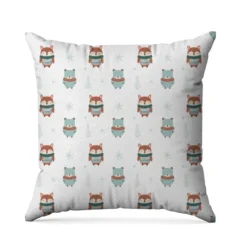 Animaux d'hiver scandinave et flocon- Fond blanc