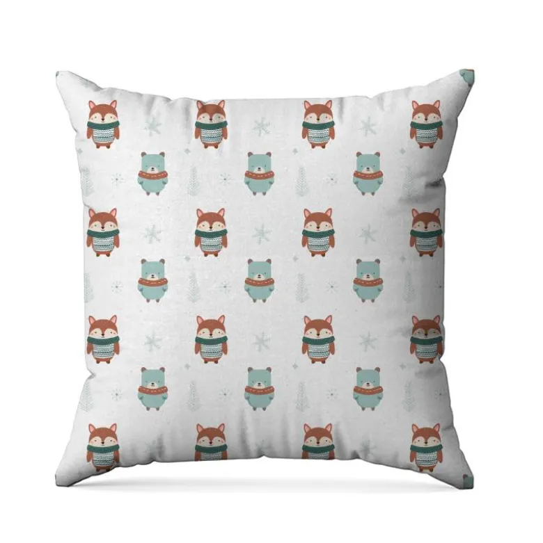 Animaux d'hiver scandinave et flocon- Fond blanc