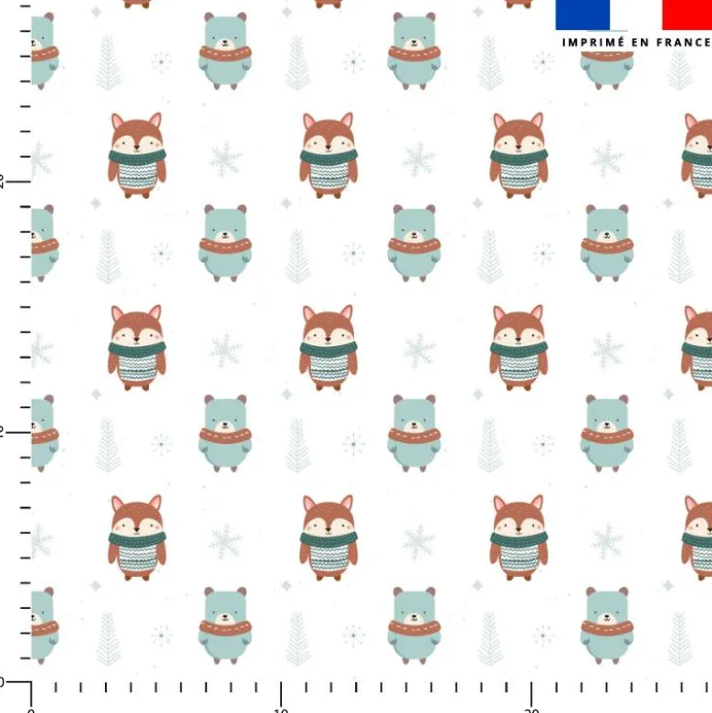 Animaux d'hiver scandinave et flocon- Fond blanc