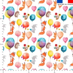 Animaux et ballon festif - Fond blanc