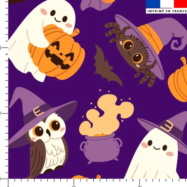 Animaux Halloween - Fond violet