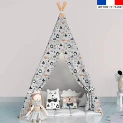 Animaux hiver - Fond gris clair