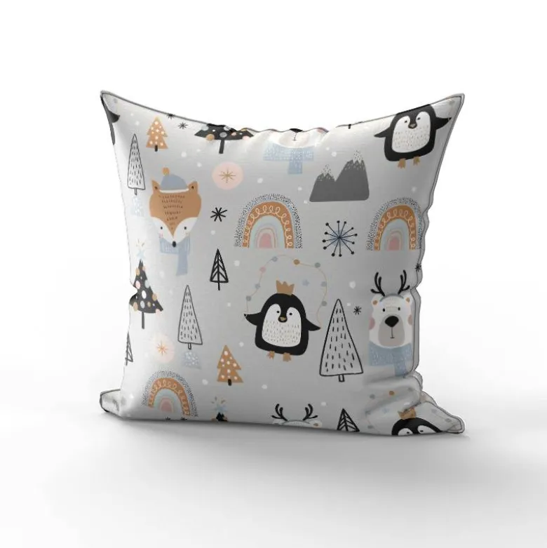 Animaux hiver - Fond gris clair