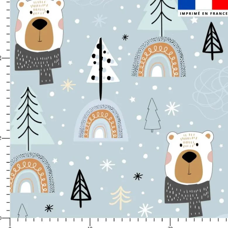 Animaux hiver ours - Fond bleu glacier
