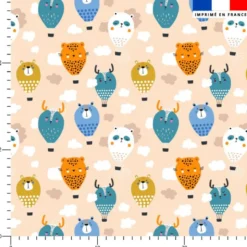 Animaux montgolfière - Fond beige