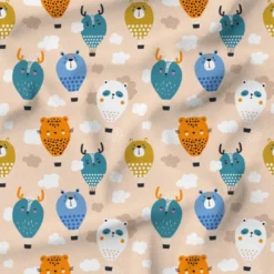 Animaux montgolfière - Fond beige