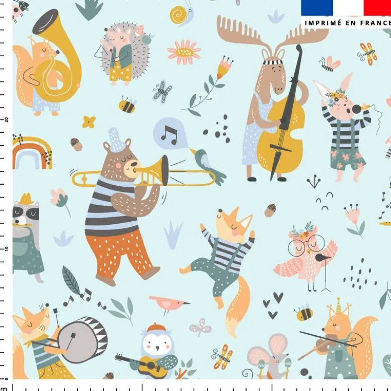 Animaux musiciens - Fond bleu ciel