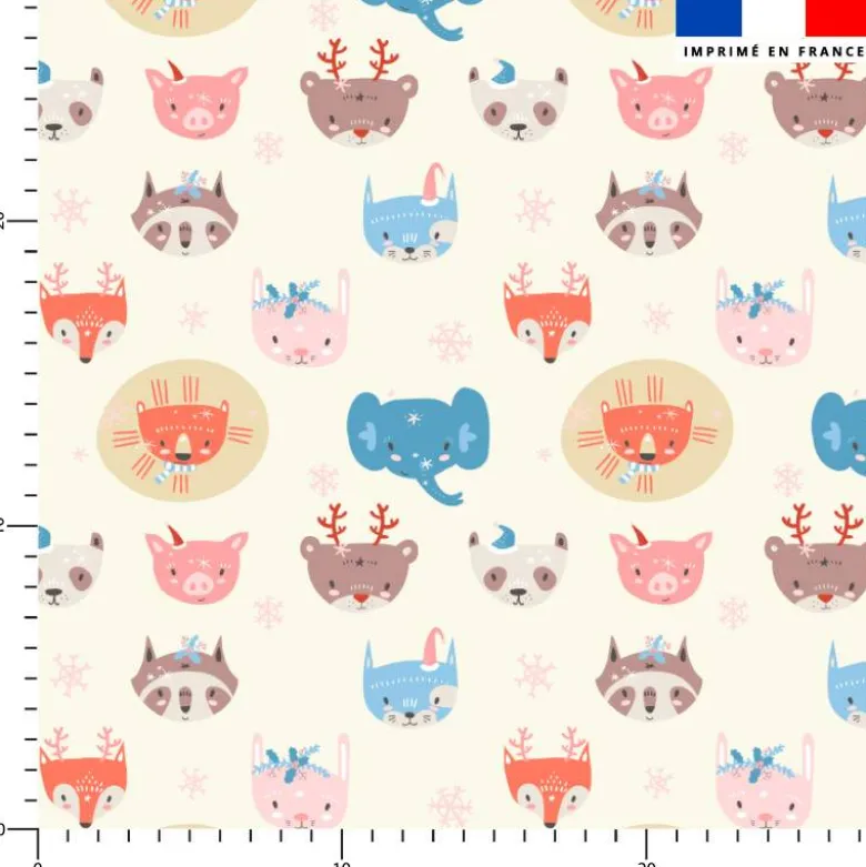 Animaux pastel - Fond écru