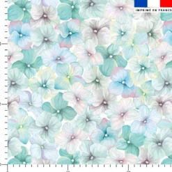 Aquarelle fleurs style vintage nuancé - Fond bleu vert