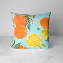Aquarelle orange et citron - Fond bleu
