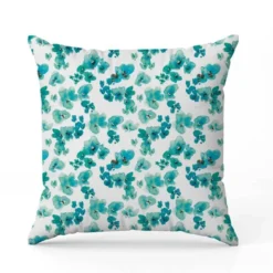 Aquarelle petites fleurs de printemps bleu vert - Fond blanc