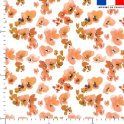 Aquarelle petites fleurs de printemps orange - Fond blanc