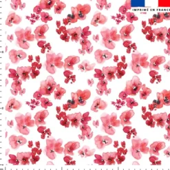 Aquarelle petites fleurs de printemps rouge - Fond blanc