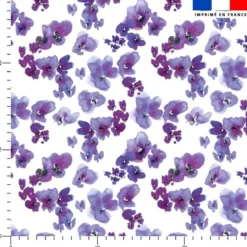 Aquarelle petites fleurs de printemps violet - Fond blanc
