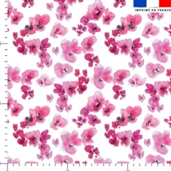 Aquarelle petites fleurs de printemps rose - Fond blanc